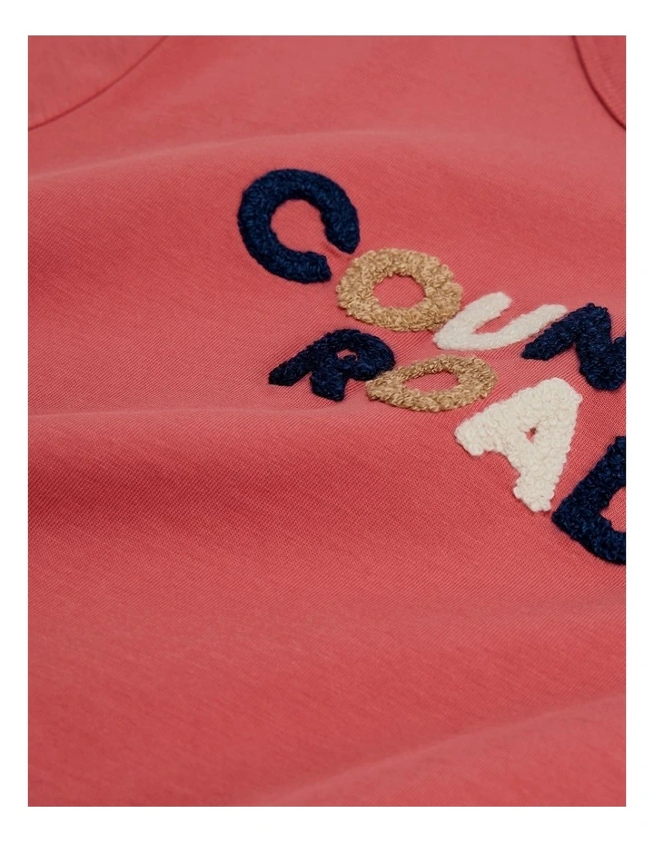 Organically Grown Cotton Boucle Logo T-shirt in Faded Red image 2