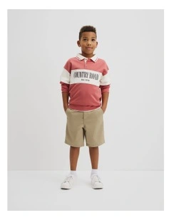 Organically Grown Cotton Stripe Rugby Top in Faded Red