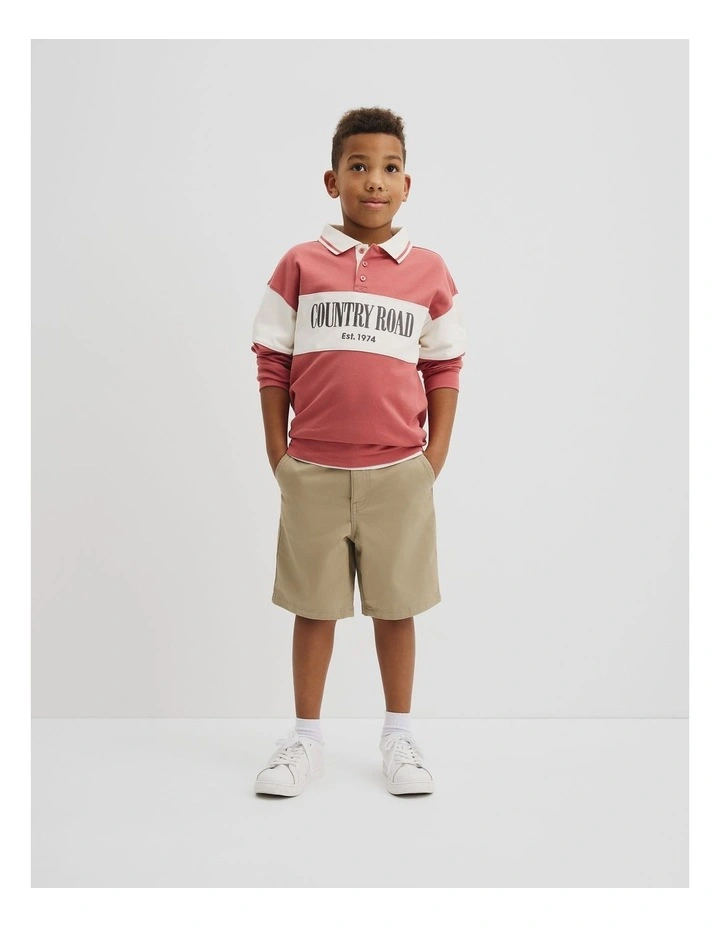 Organically Grown Cotton Stripe Rugby Top in Faded Red image 1