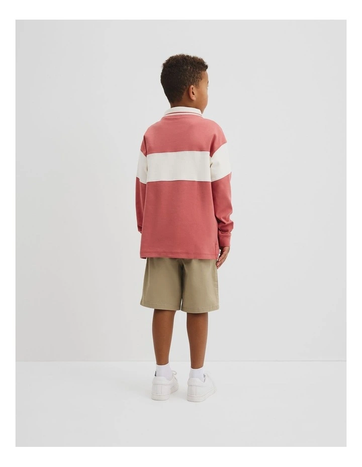 Organically Grown Cotton Stripe Rugby Top in Faded Red image 3