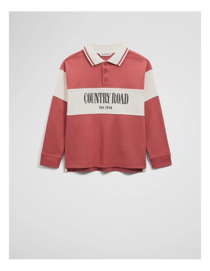 Organically Grown Cotton Stripe Rugby Top in Faded Red image 4