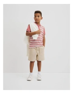 Organically Grown Cotton Country Road Logo Polo Shirt in Faded Red Stripe
