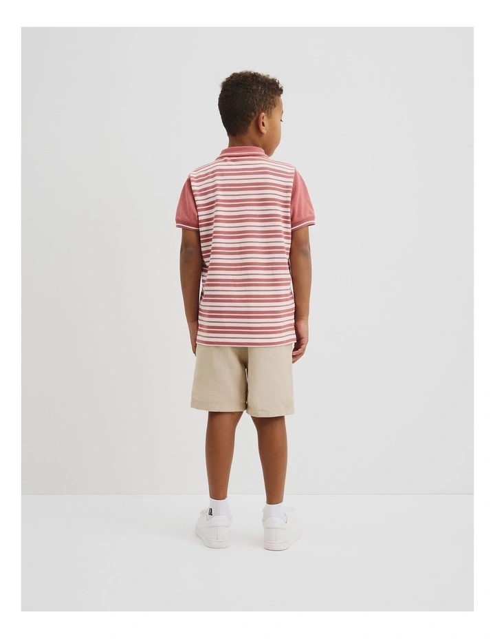 Organically Grown Cotton Country Road Logo Polo Shirt in Faded Red Stripe image 3
