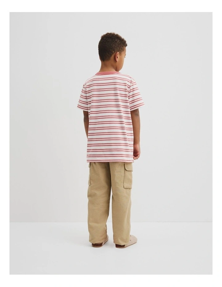 Organically Grown Cotton Country Road Pocket T-shirt in Faded Red Stripe image 3