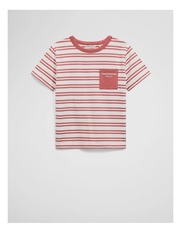 Organically Grown Cotton Country Road Pocket T-shirt in Faded Red Stripe image 4