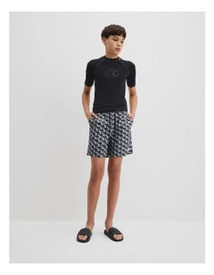 Geometric Board Short in Black