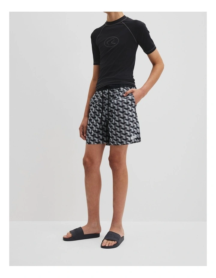 Geometric Board Short in Black image 2