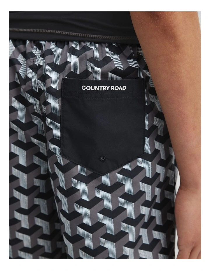 Geometric Board Short in Black image 3