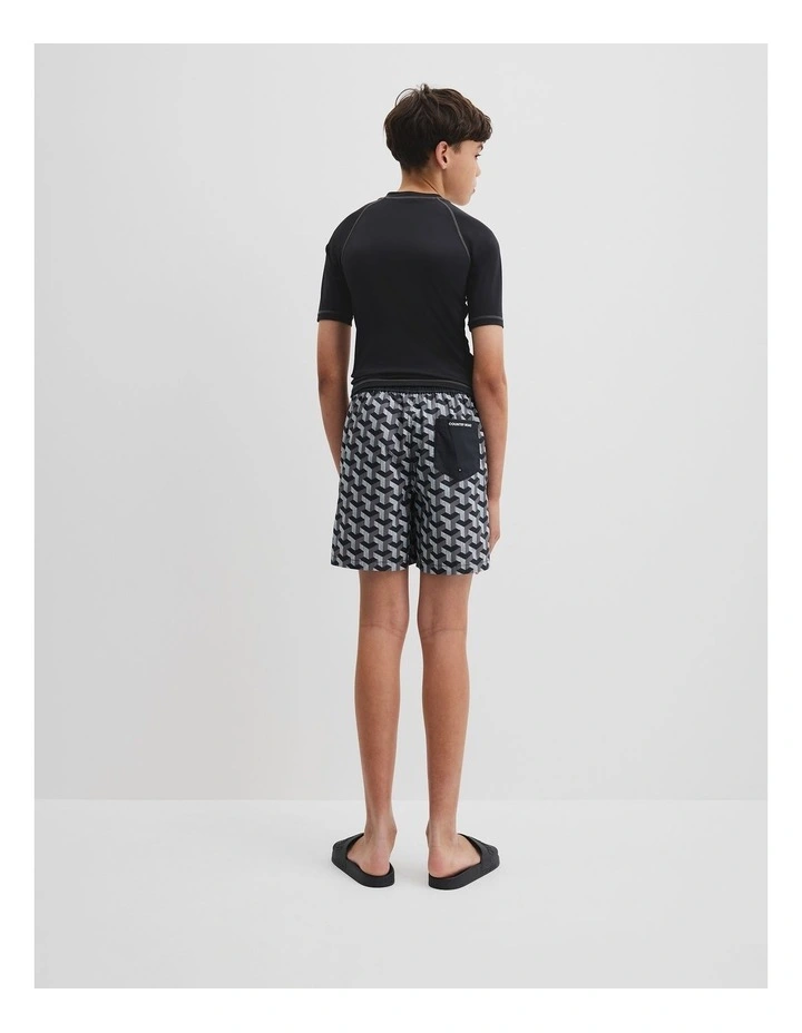 Geometric Board Short in Black image 4