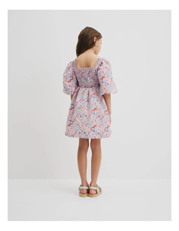 Shirred Mini Dress in Multi Floral image 3