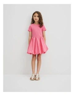 Bubble T-shirt Dress in Rouge Pink