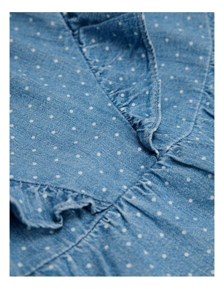 Organically Grown Cotton Frill Detail Mini Skirt in Chambray image 5