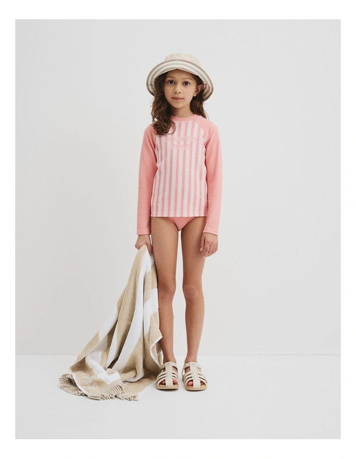 Stripe Logo Rash Vest in Strawberry image 1