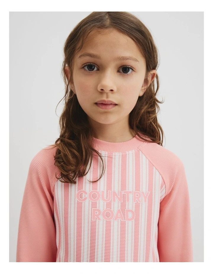 Stripe Logo Rash Vest in Strawberry image 2