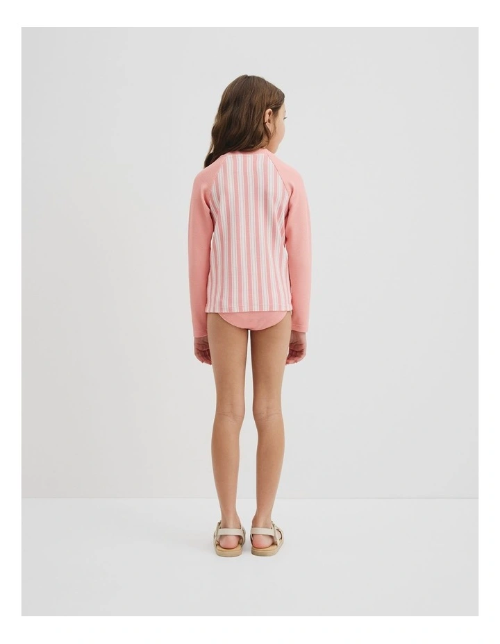 Stripe Logo Rash Vest in Strawberry image 3