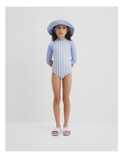 Stripe Swimsuit in Bluebell