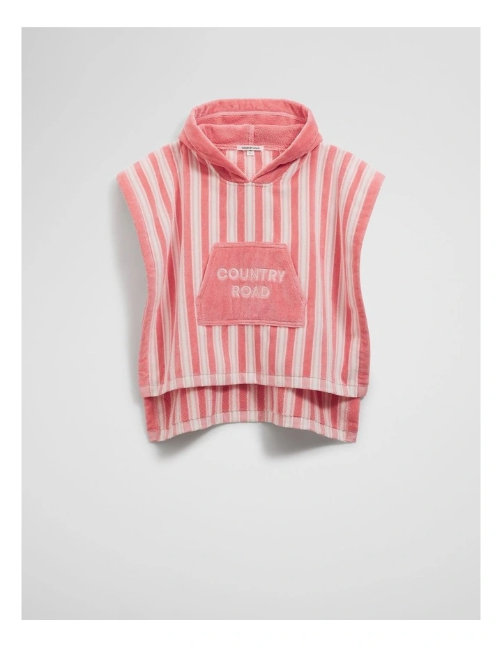 Australian Cotton Stripe Logo Poncho in Strawberry image 1