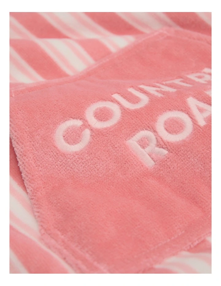 Australian Cotton Stripe Logo Poncho in Strawberry image 2