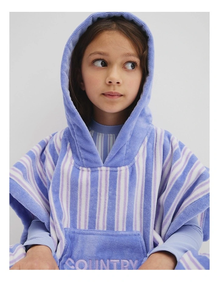 Australian Cotton Stripe Logo Poncho in Bluebell image 2