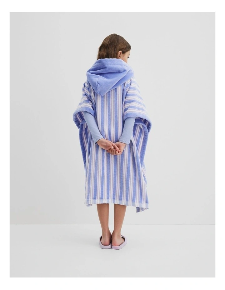 Australian Cotton Stripe Logo Poncho in Bluebell image 3