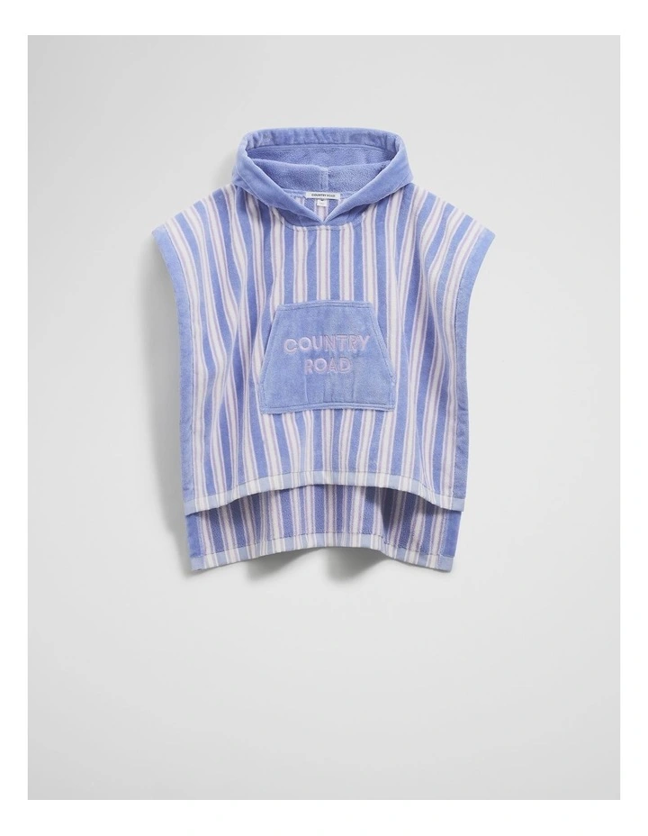 Australian Cotton Stripe Logo Poncho in Bluebell image 4