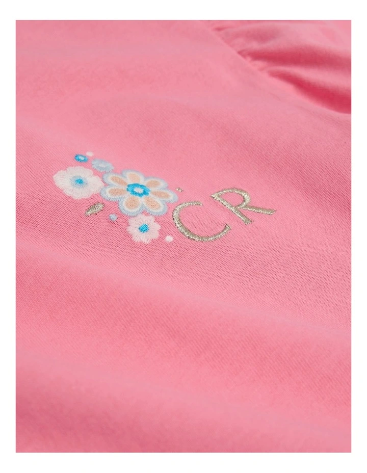 Organically Grown Cotton Relaxed Frill T-shirt in Rouge Pink image 6