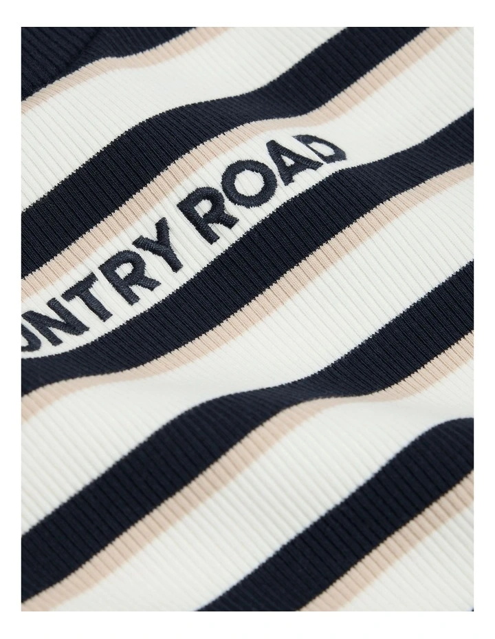 Organically Grown Cotton Oversize Stripe Short Sleeve Bodysuit in Navy image 3