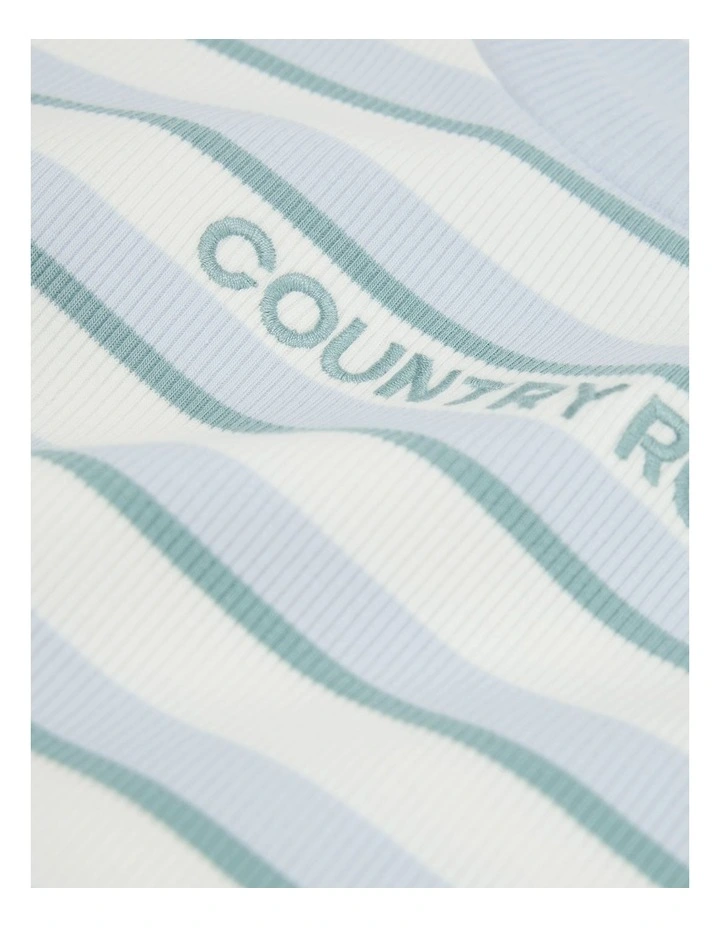 Organically Grown Cotton Oversize Stripe Short Sleeve Bodysuit in Soft Blue image 3