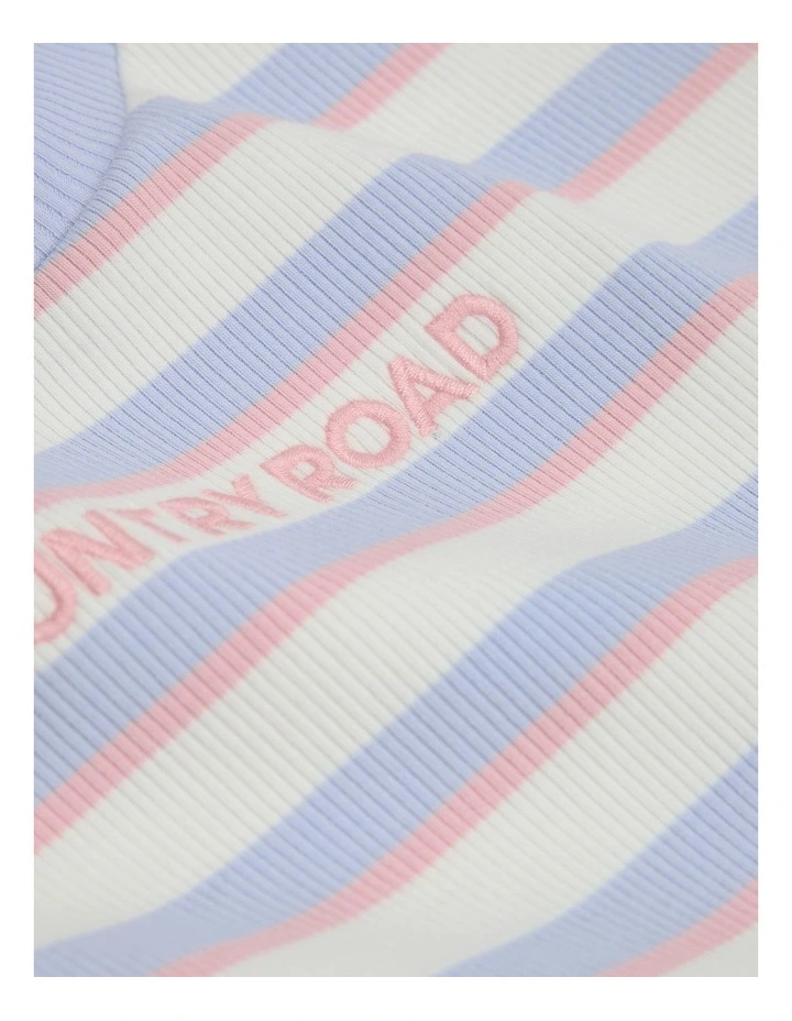Organically Grown Cotton Oversize Stripe Short Sleeve Bodysuit in Bluebell image 5