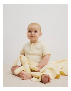 Waffle Short Sleeve Bodysuit in Lemon