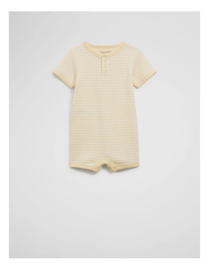 Waffle Short Sleeve Bodysuit in Lemon image 3