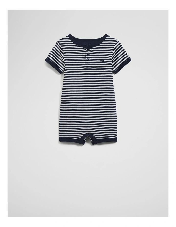 Waffle Short Sleeve Bodysuit in Navy image 1