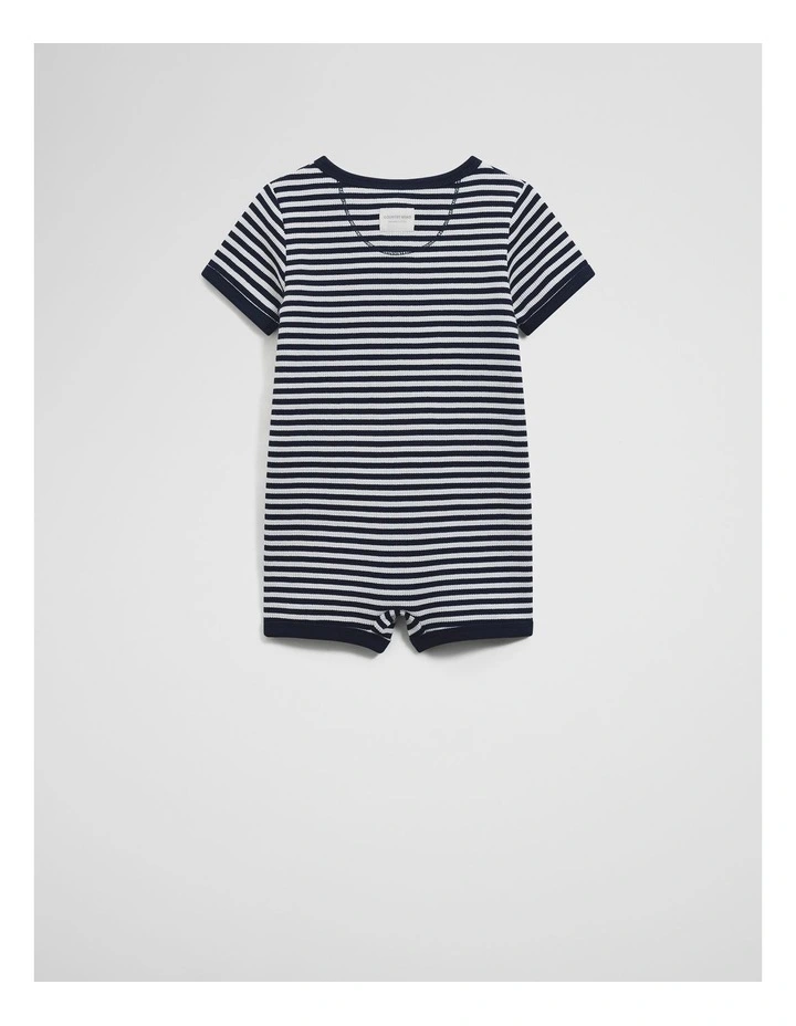Waffle Short Sleeve Bodysuit in Navy image 2