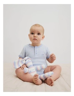 Waffle Short Sleeve Bodysuit in Bluebell