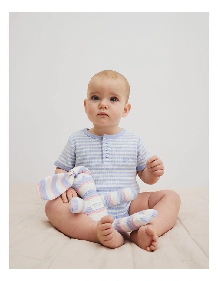 Waffle Short Sleeve Bodysuit in Bluebell image 1