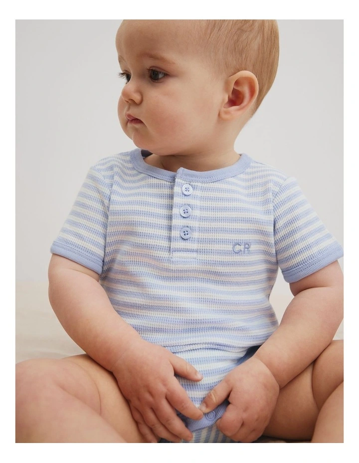 Waffle Short Sleeve Bodysuit in Bluebell image 2