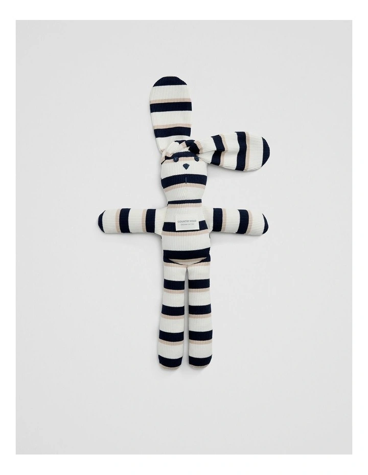Organically Grown Cotton Stripe Bunny in Navy image 1