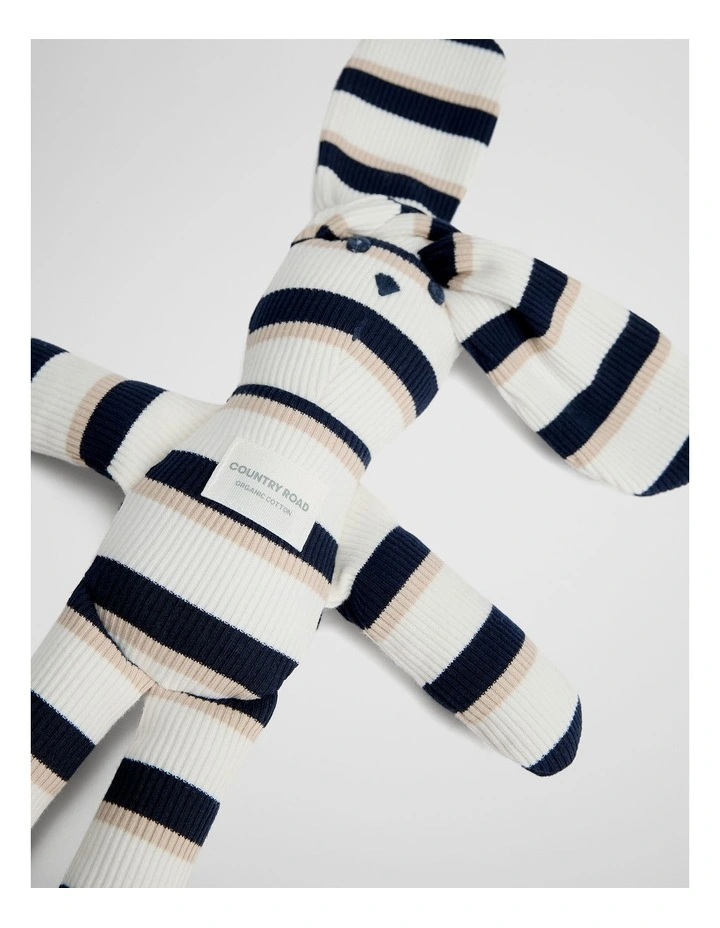 Organically Grown Cotton Stripe Bunny in Navy image 2