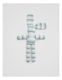 Organically Grown Cotton Stripe Bunny in Soft Blue