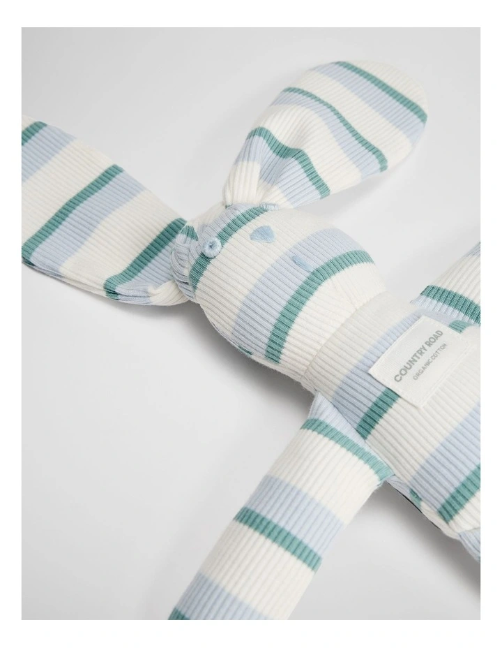 Organically Grown Cotton Stripe Bunny in Soft Blue image 2