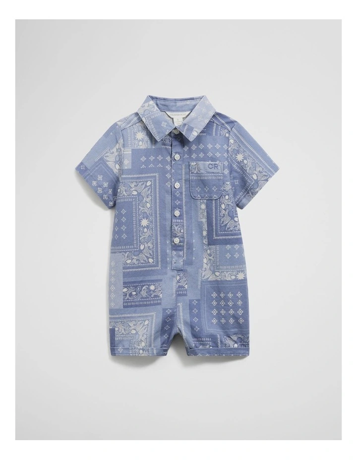 Paisley Print Romper in Slate Blue image 1