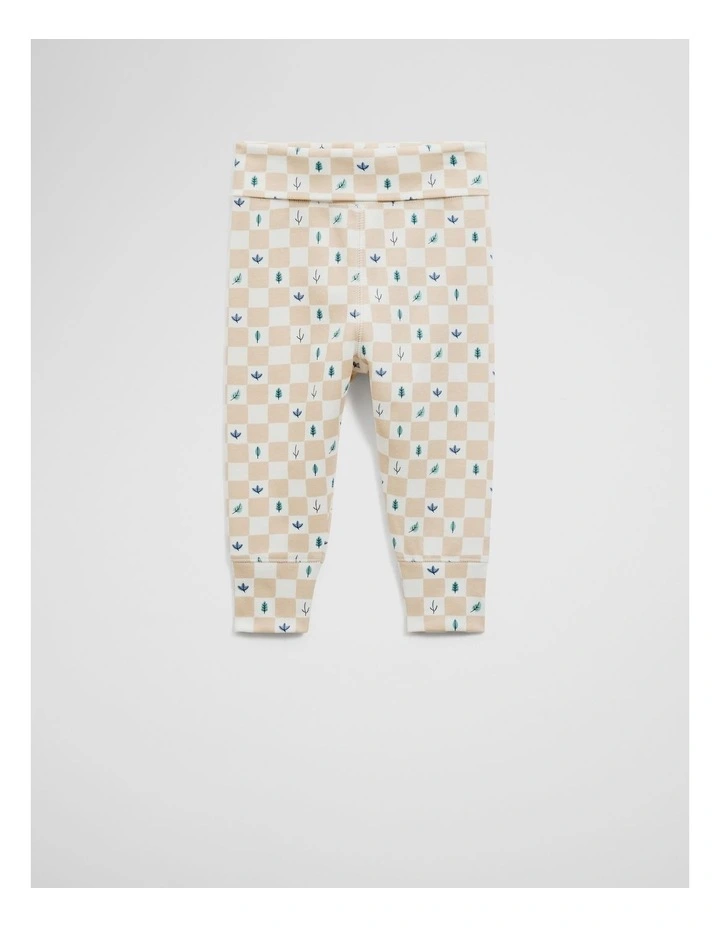 Organically Grown Cotton Fold-over Soft Pant in Neutral Check image 1