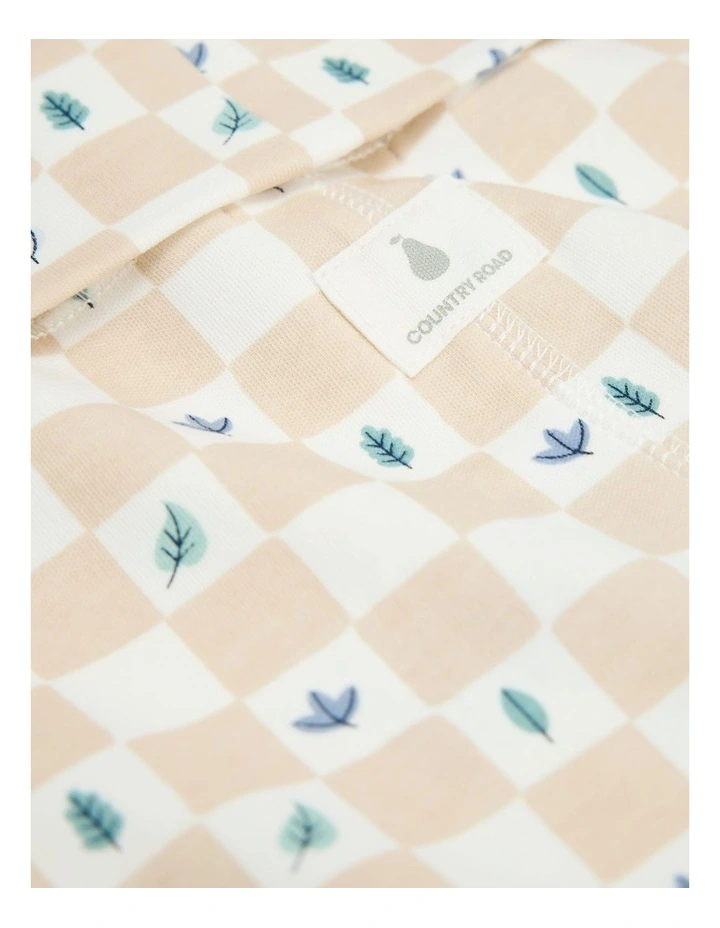 Organically Grown Cotton Fold-over Soft Pant in Neutral Check image 2
