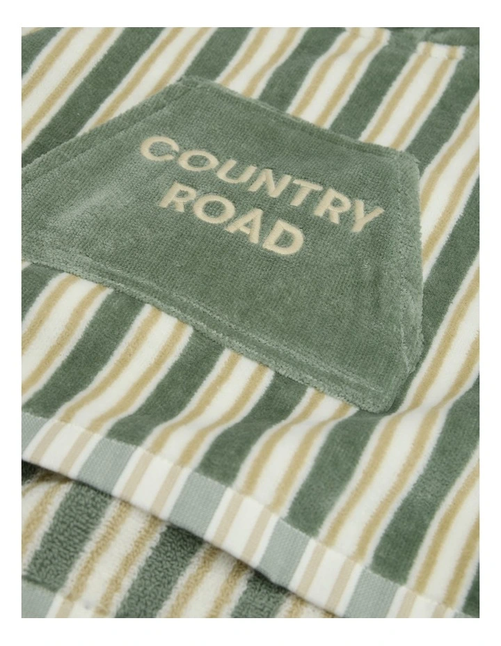 Australian Cotton Stripe Logo Poncho in Sage image 2