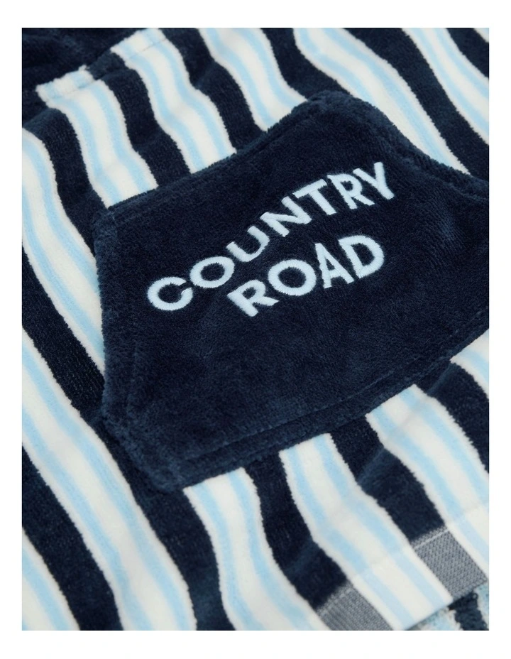Australian Cotton Stripe Logo Poncho in Navy image 5
