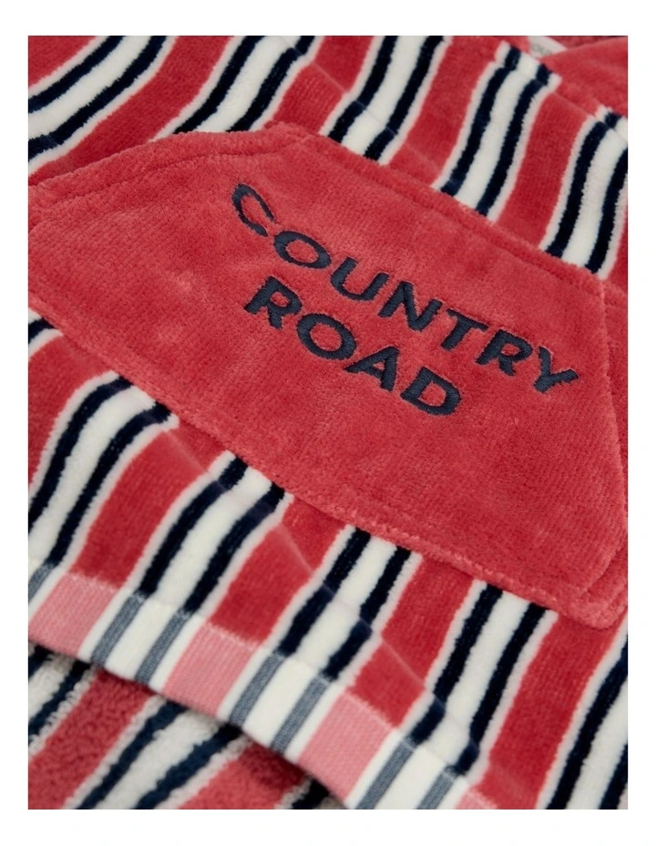 Australian Cotton Stripe Logo Poncho in Faded Red image 2