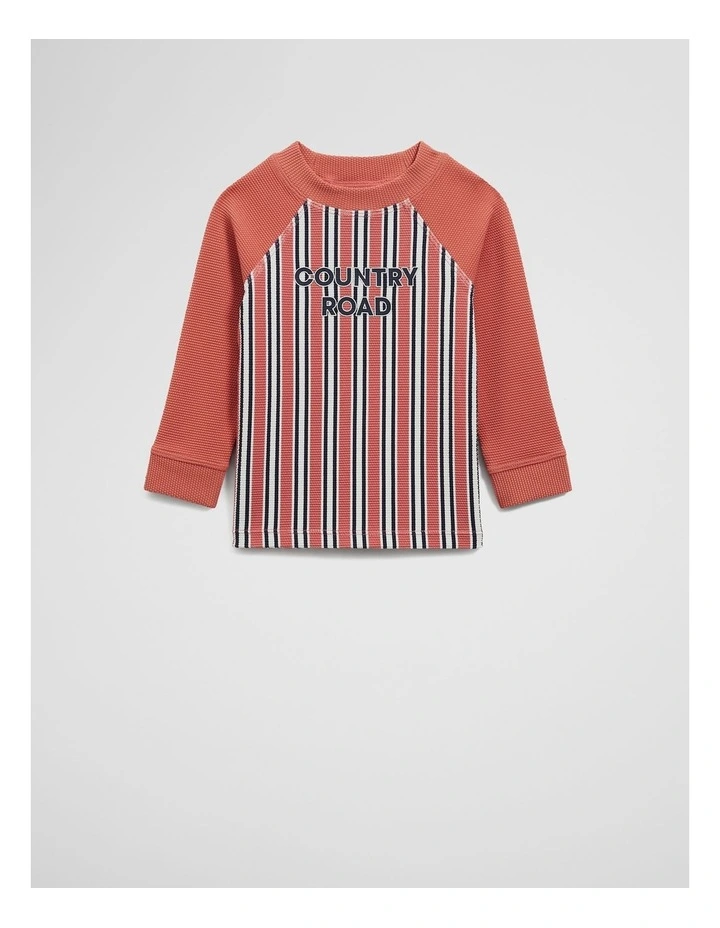 Stripe Logo Rash Vest in Faded Red image 1