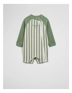 Stripe Logo Swimsuit in Sage