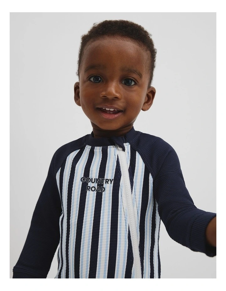 Stripe Logo Swimsuit in Navy image 2