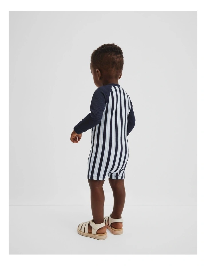 Stripe Logo Swimsuit in Navy image 3